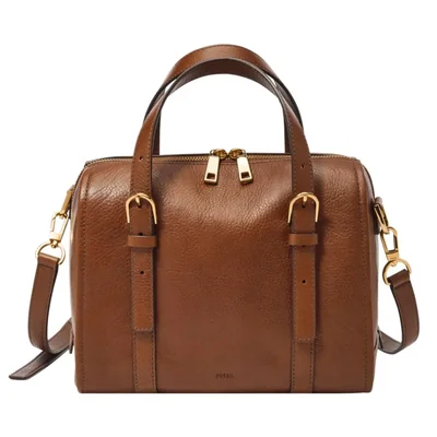 Bolso de mujer Fossil Carlie de cuero 25 cm marrón