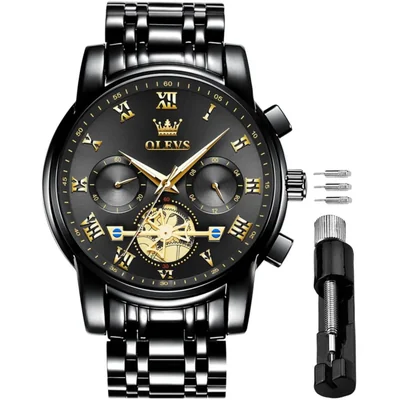 Reloj OLEVS cronógrafo impermeable de acero inoxidable para hombre