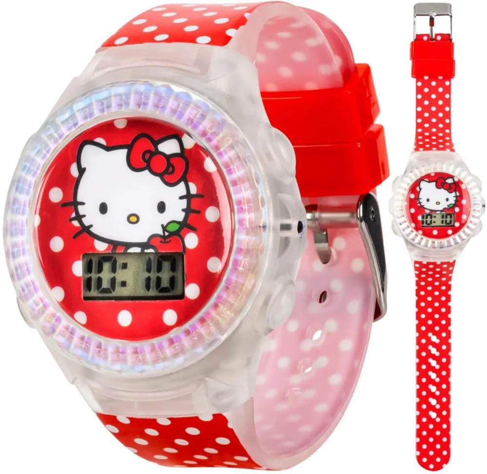 Reloj Accutime Hello Kitty rojo con lunares 14‑20 cm
