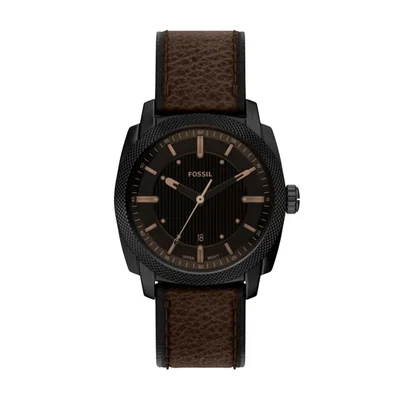 Reloj Fossil Machine para hombre con fecha y correa de cuero marrón