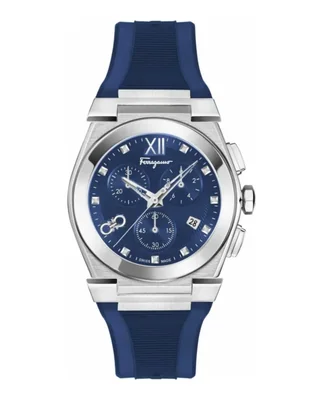 Reloj Salvatore Ferragamo 40 mm con correa de silicona azul