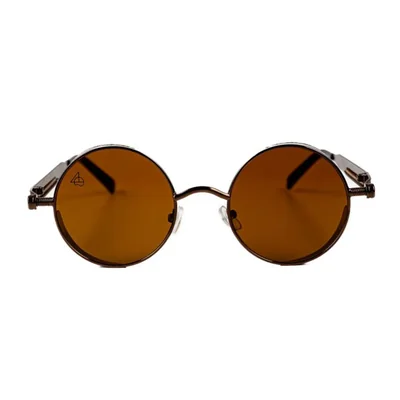 Baroc Vintage Star Brown Lentes de Sol Redondos Metálicos Café UV400 Retro