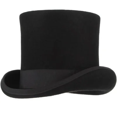 Sombrero de copa negro de 17 cm estilo Mad Hatter de lana GEMVIE