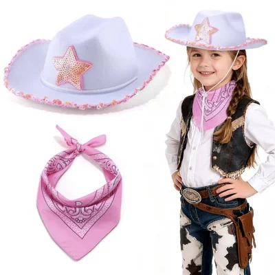 Sombrero de Vaquero Babelshar 58 cm con Estrella Rosa y Bandana