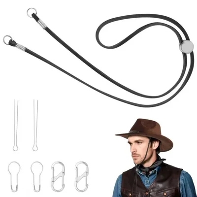 Correa para la barbilla de sombrero Yumxio ajustable 45-90 cm cuero negro