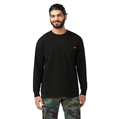 CAMISA Dickies XXL Negra de Manga Larga Cuello Redondo