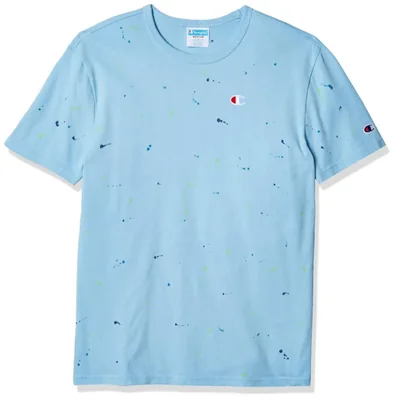 Camiseta Champion XL con Salpicado de Pintura Azul