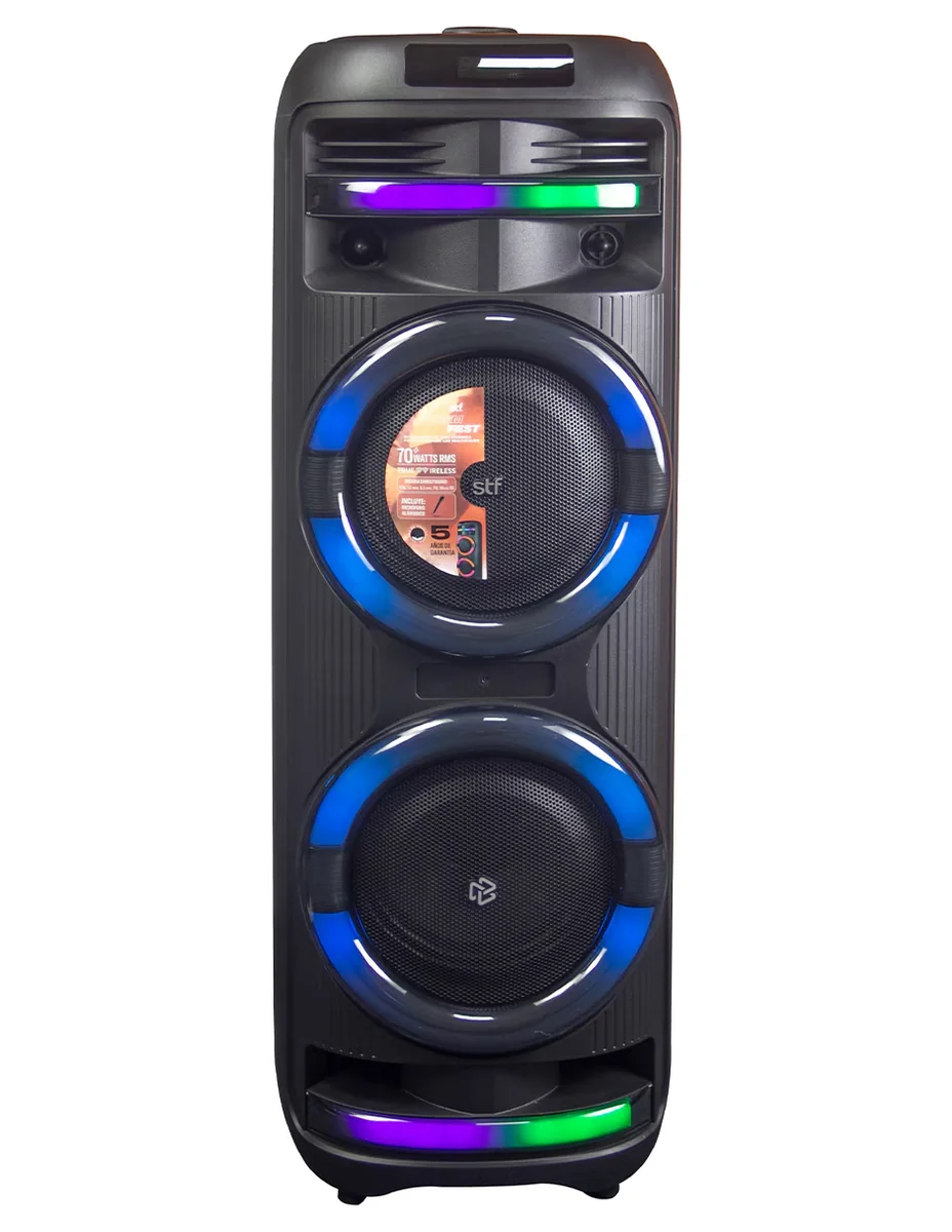 Bocina recargable Totem Fest doble 8 pulgadas con Luz Led Multicolor Bluetooth