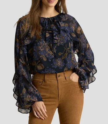 Blusa estampada manga larga Mujer