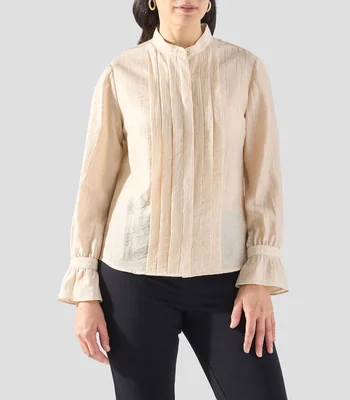 Blusa lisa manga larga Mujer
