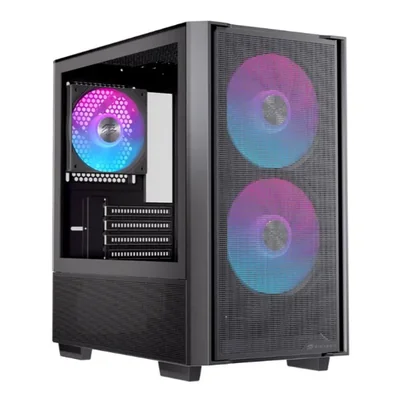 Gabinete PC Gamer Einarex Pulse PM150 Micro ATX Negro, Cristal Templado, 3 Ventiladores RGB, USB Tipo C
