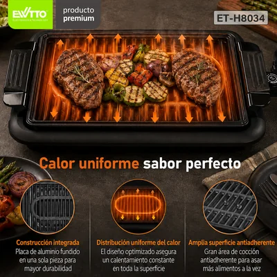 Parrilla Eléctrica de Mesa con Control de Temperatura