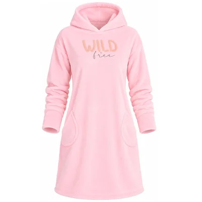 Camisón Manga Larga Tipo Vestido Afelpada con Capucha "wild Free" para Mujer