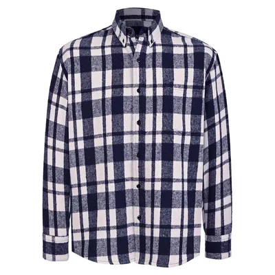 Sobrecamisa Cuadros Invierno Relaxed Fit Cavalatti Manga Larga para Hombre