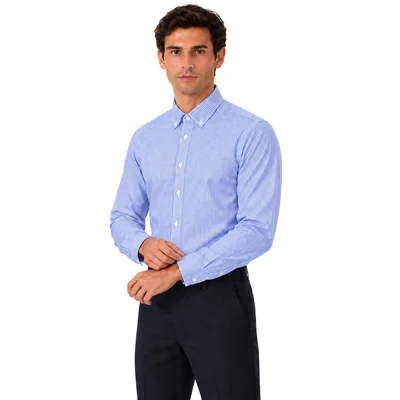 Camisa Azul de Rayas Formens Manga Larga para Hombre
