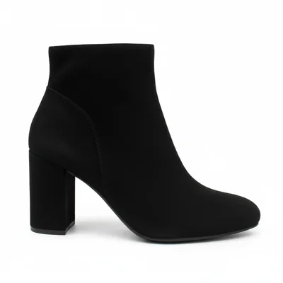 Botines Negros de Gamuza Vicenza Tacón cuadrado 8 cm