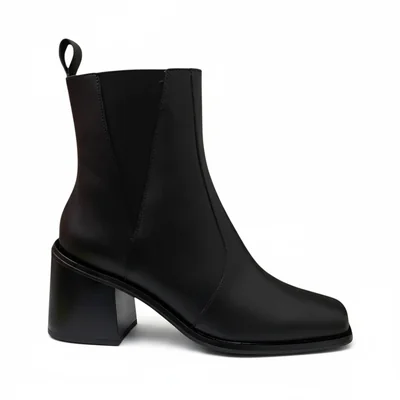 Botas Negras de piel Vicenza Tacón cuadrado 8 cm