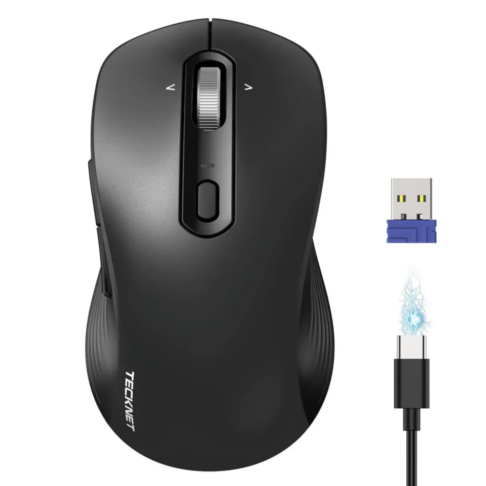 Ratón TECKNET Inalámbrico BT5.0 con Rueda de 4 Direcciones Negro