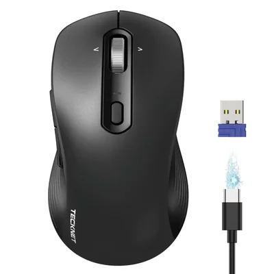Ratón TECKNET Inalámbrico BT5.0 con Rueda de 4 Direcciones Negro