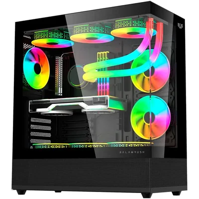 Gabinete gamer balam rush tank super 9200 atx usb-c 4 fan bk