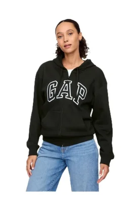 Sudadera GAP para mujer con logo cremallera completa negro intenso talla L