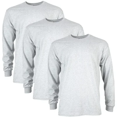 CAMISA Gildan G2400 de Manga Larga Gris Ceniza - Pack de 3