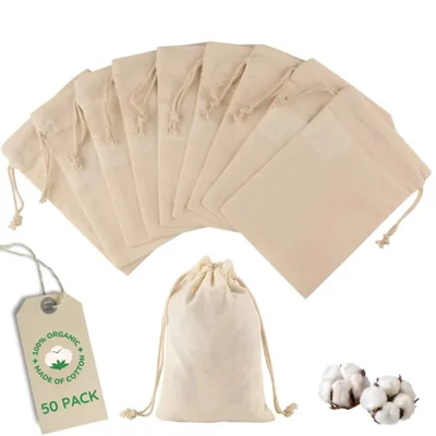 Bolsas de muselina Greenmile 50 uds 15 × 20 cm algodón orgánico