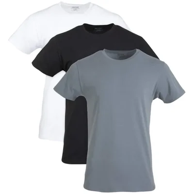 Camiseta Gildan de cuello redondo pack de 3 talla grande colores blanco negro y gris