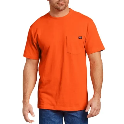 Camiseta Dickies talla grande naranja brillante con bolsillo y cuello redondo