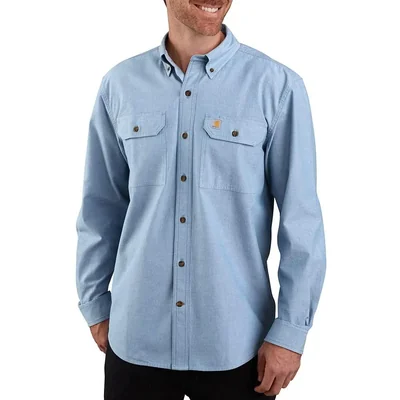 Camisa Carhartt Fort suelta de manga larga azul chambray – Talla Grande