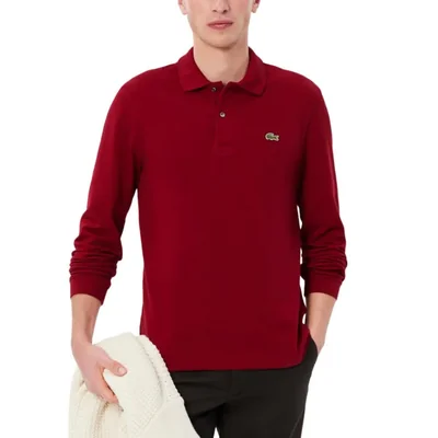 Polo Lacoste L.12.12 de manga larga color Burdeos talla XL