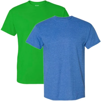 Camiseta Gildan DryBlend Pack de 2 - Verde Eléctrico / Royal Heather (talla S)