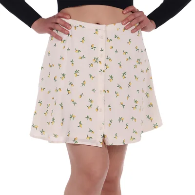 Falda Corta Estampado de Limones con Botones Dex para Mujer