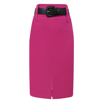 Falda Lápiz Fucsia con Cinturón de Vinipiel para Mujer City Femme