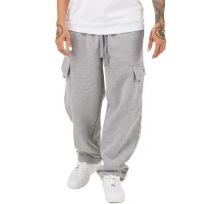 Pantalones Cargo Pro Club talla S gris jaspeado de forro polar