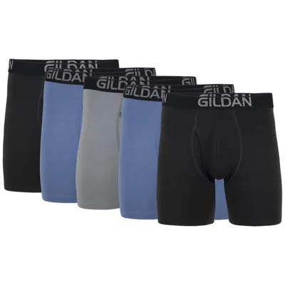 Bóxer Gildan 2XL Pack de 5 - Negro Azul y Gris