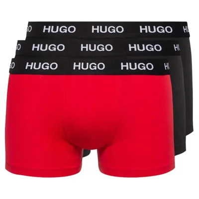 BOXER TRUNK HUGO COTTON STRETCH 3 PACK COLOR ROJO Y NEGRO