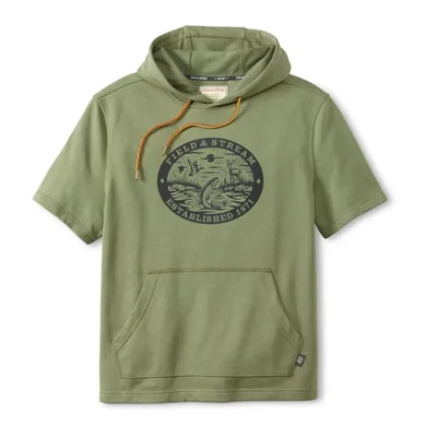Sudadera con capucha de manga corta Field & Stream en oliva (French Terry)