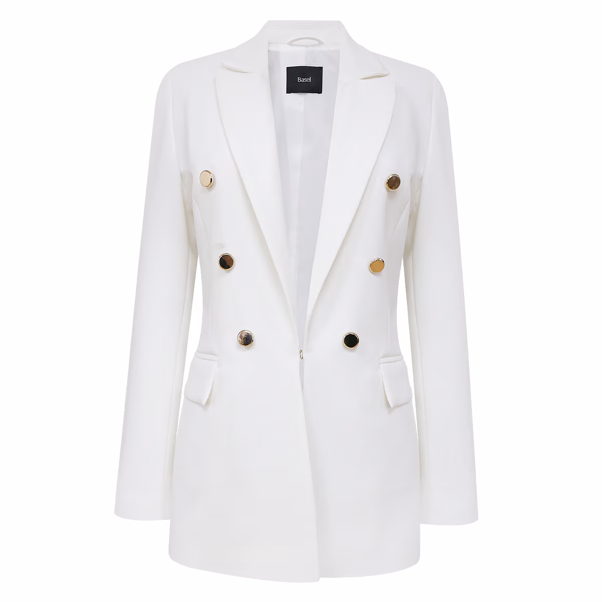 Saco Estructurado Blanco con Botones Dorados para Mujer Basel