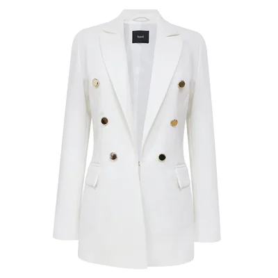 Saco Estructurado Blanco con Botones Dorados para Mujer Basel