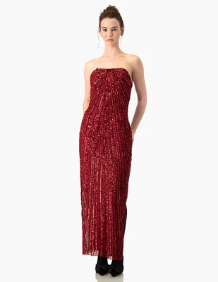 Vestido largo de fiesta escote Bardot para mujer