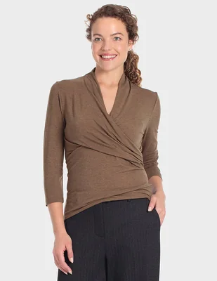 Playera manga larga cuello v para mujer