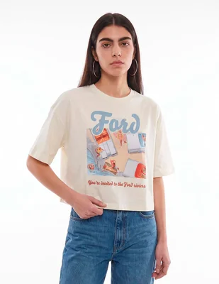 Playera manga corta cuello redondo para mujer
