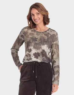 Playera manga larga cuello redondo para mujer