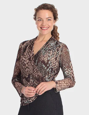 Playera manga larga cuello v para mujer