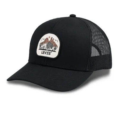 Sombrero Levi's Western Patch de algodón negro para camionero unisex