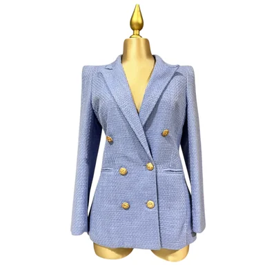 Blazer Elegante Tipo Tweed Azul LC