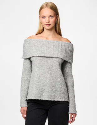 Suéter cuello bardot para mujer