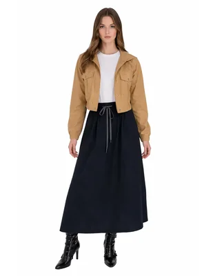 Gabardina resistente al agua capucha y bolsillos para mujer