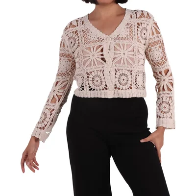 Cárdigan Crochet Abierto Elegante Black Tape para Mujer